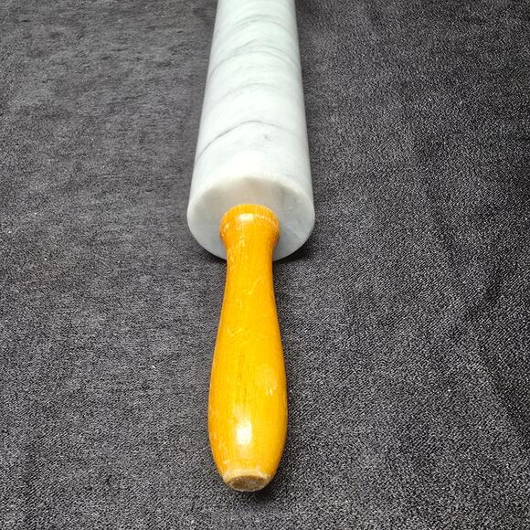 Heavy Duty Solid Marble Stone Rolling Pin w. Wood Handles 18" - Picture 5 of 9
